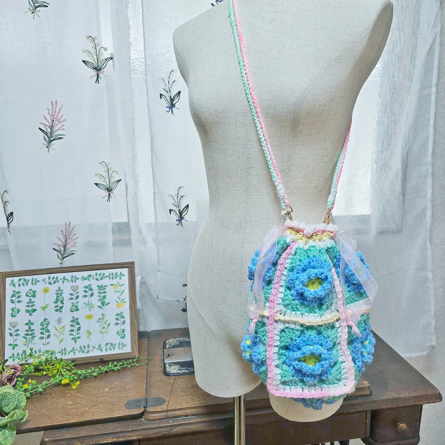 ruiron/sugar flower pochette(blue)
