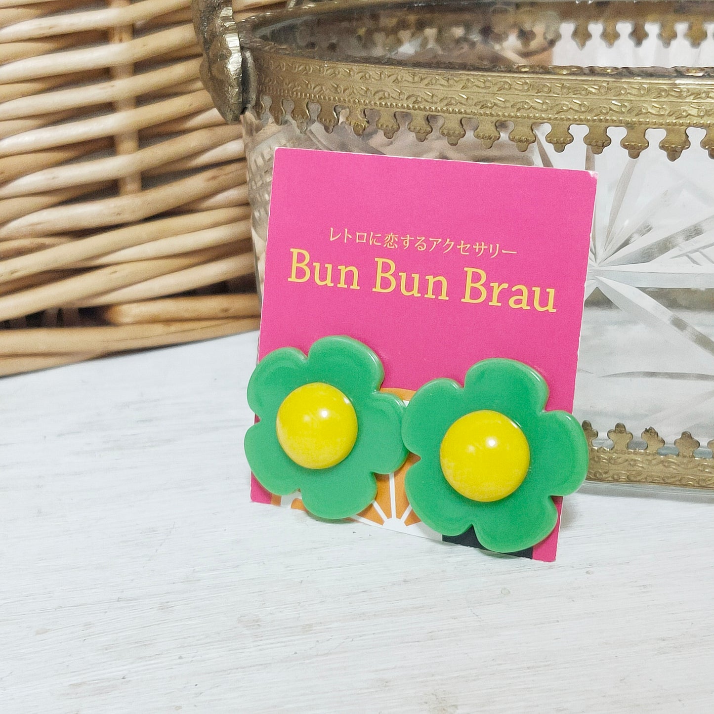 BunBunBrau/レトロフラワーぽちっとイヤアクセ①