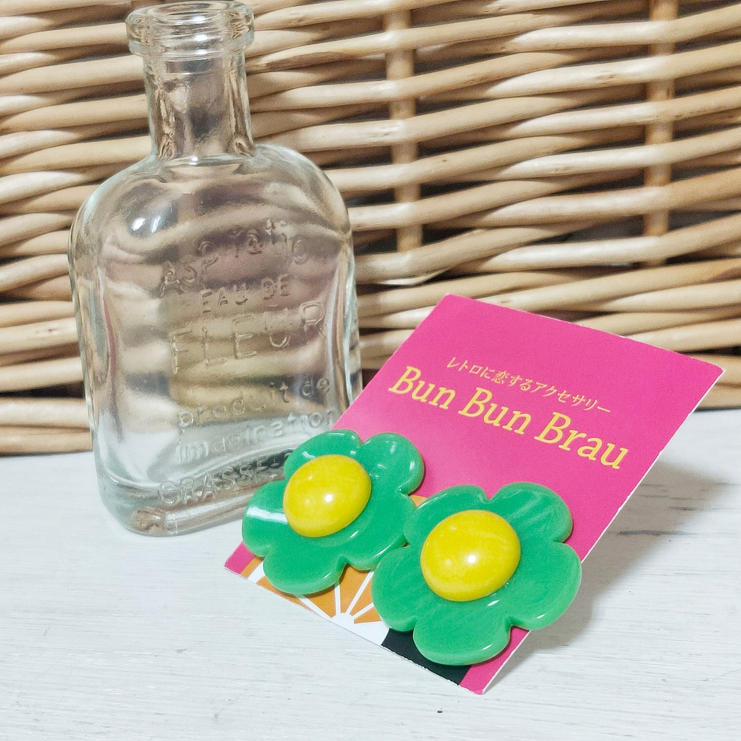 BunBunBrau/レトロフラワーぽちっとイヤアクセ①