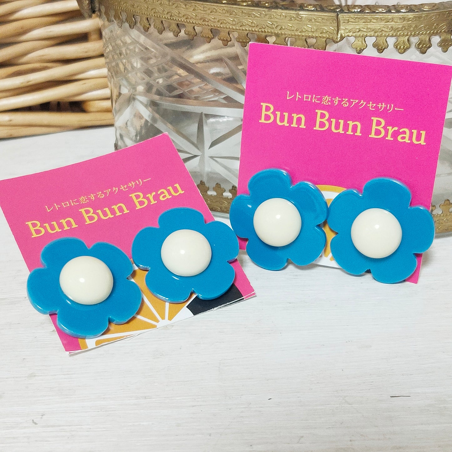 BunBunBrau/レトロフラワーぽちっとイヤアクセ⑤