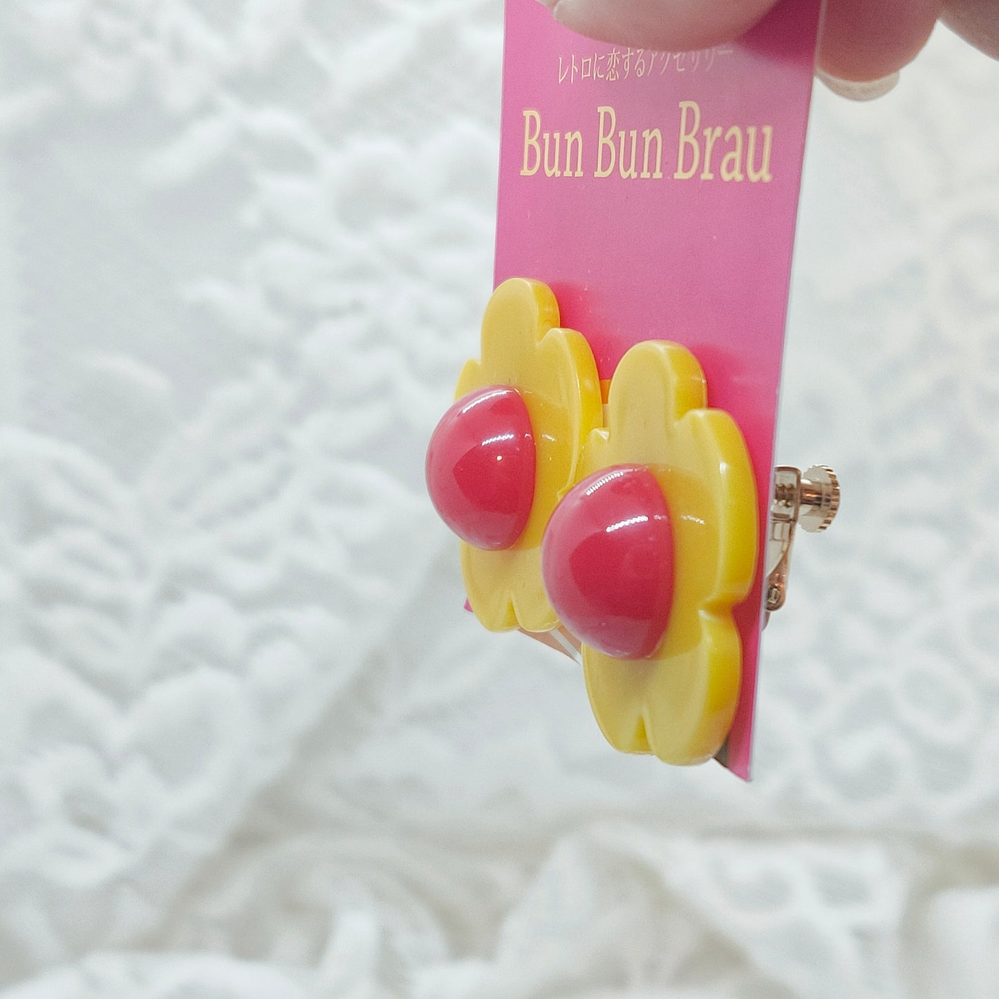 BunBunBrau/レトロフラワーぽちっとイヤアクセ⑦