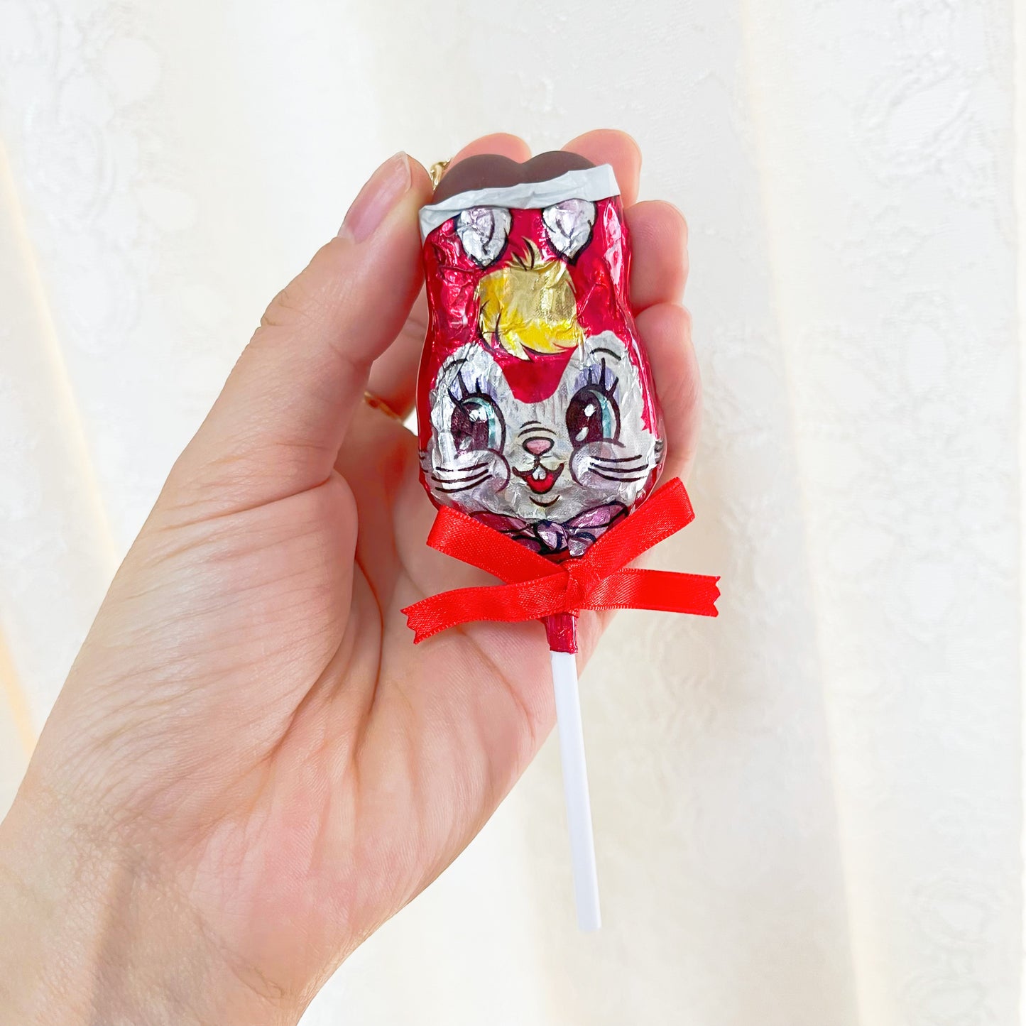 TiTi×Ma cocotte/うさぎロリポップバッグチャームブローチ(赤)