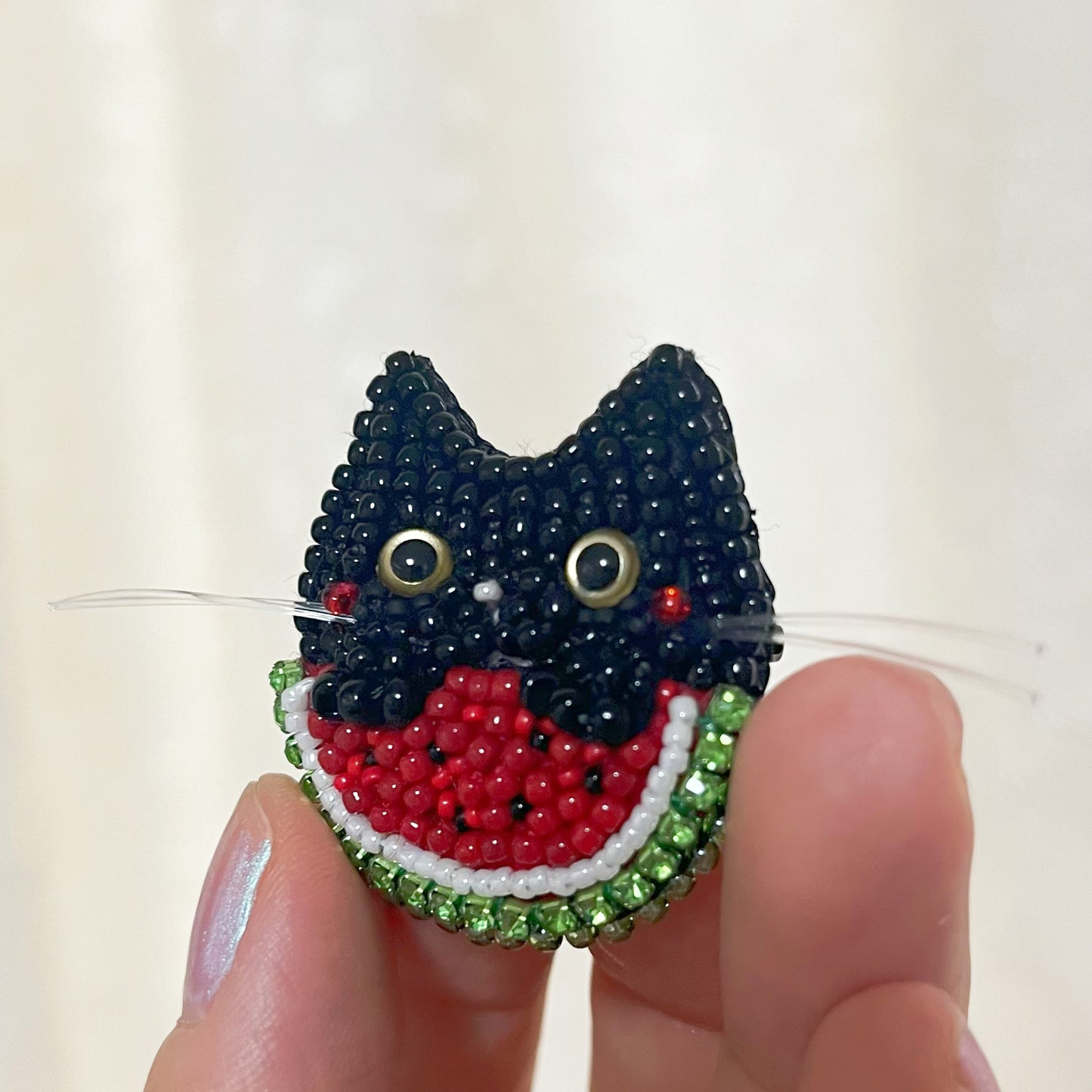 Bijouterie Marie/スイカ大好き黒猫ブローチ