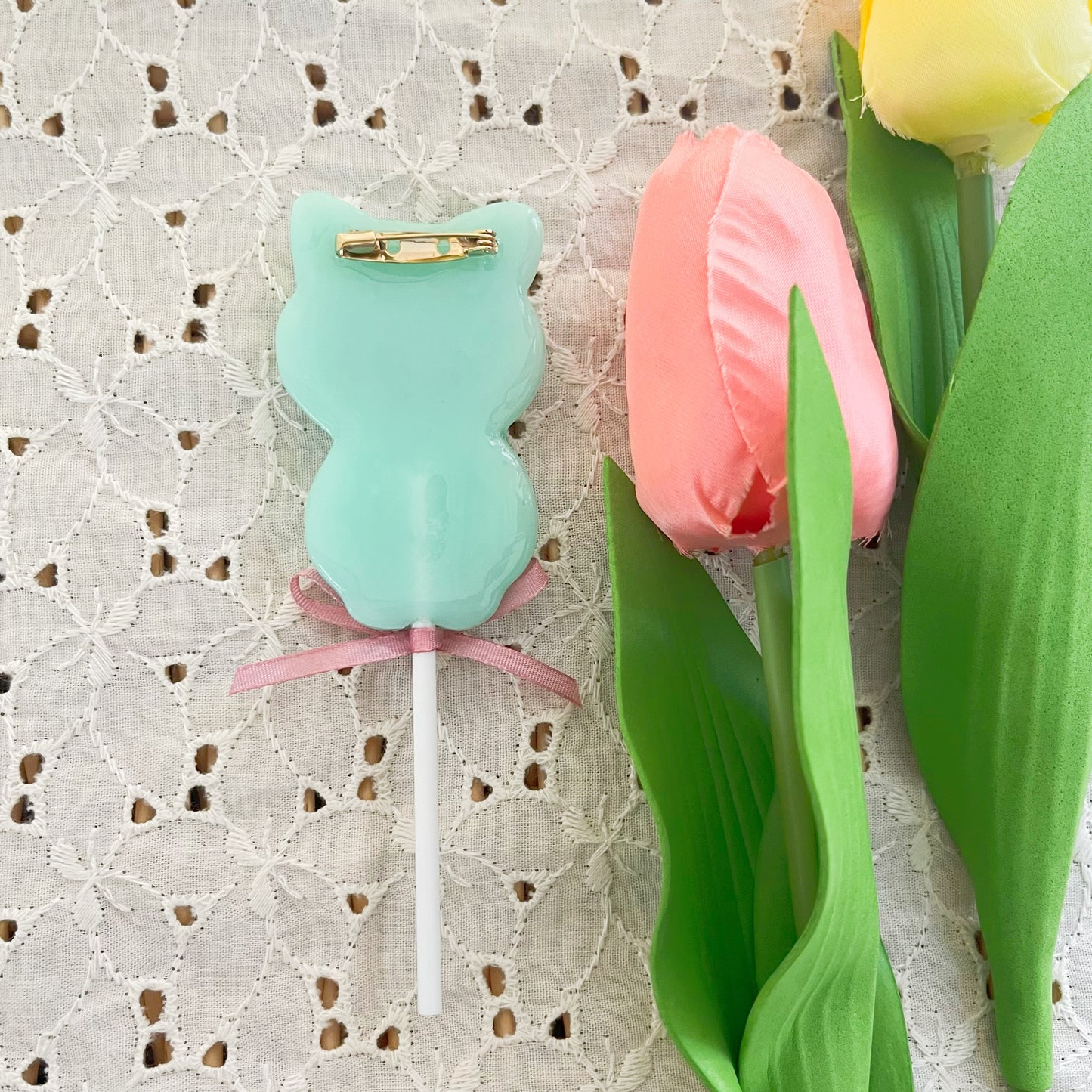TiTi×Ma cocotte/キャットキャンディブローチ(ミント)
