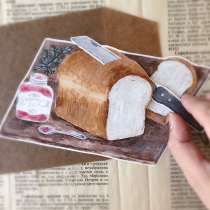 figpolkadot/パンをスライスできるカード「パンの朝食セット」